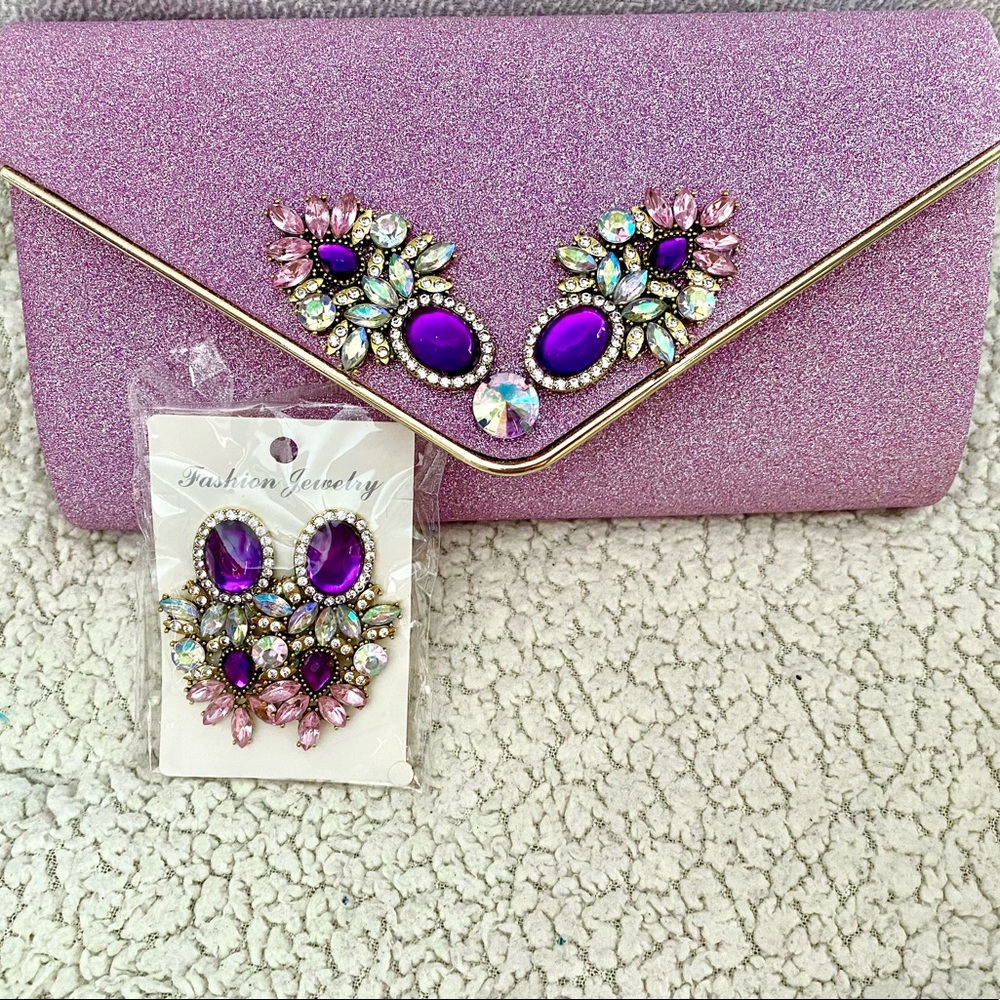 Custom made evening bag and matching earrings
